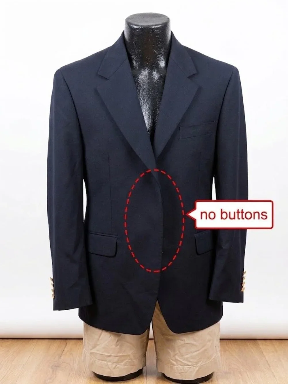 Ralph Lauren Mens 36S Navy 100% Wool Blazer Gold Crest Buttons